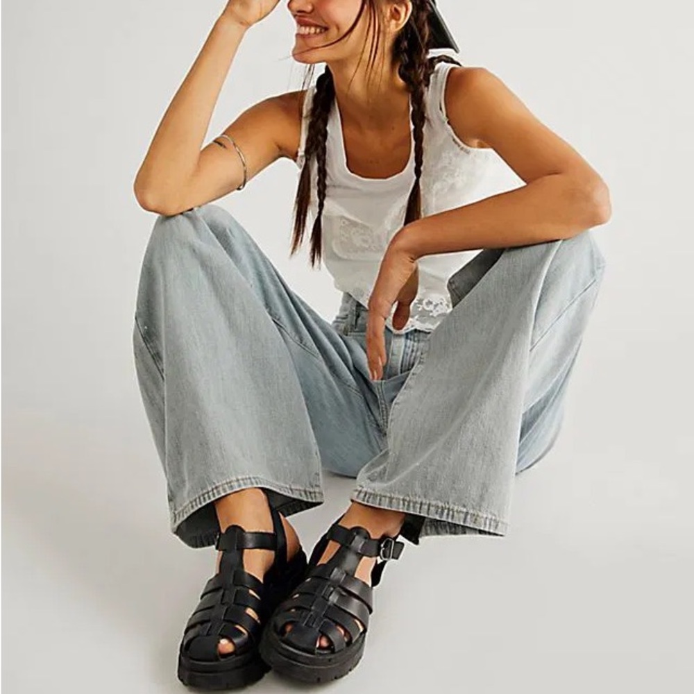 Free People We The Free Luca Super Slouch Wide Leg Trouser Jeans - Picture 9 of 9